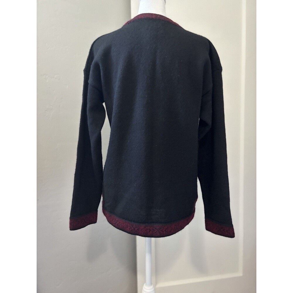 Vintage NOS Susan Bristol Wool Sweater 38 Hand Embroidered Folk 90s Black Red - Picture 12 of 12